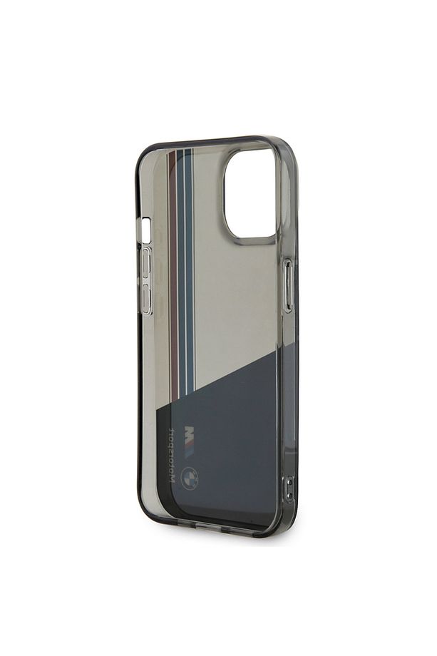 iPhone 14 Uyumlu Kılıf Orjinal Lisanslı Yarı Transparan M Dizayn Çizgili Kapak Siyah