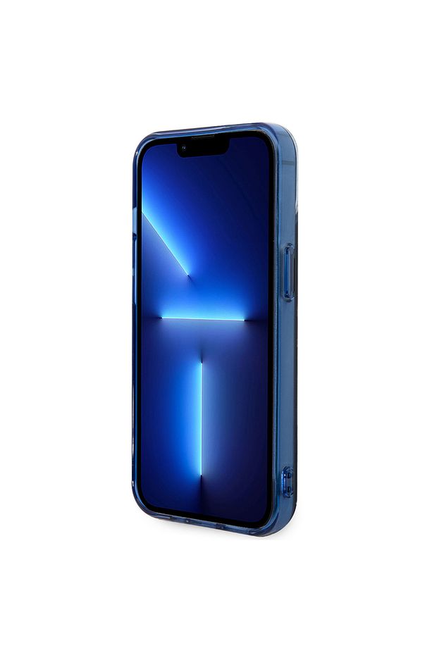 Mercedes Benz iPhone 14 Uyumlu Kılıf Mercedes Benz Çift Katmanlı Yıldız Desenli Dizayn Kapak Siyah - Mavi