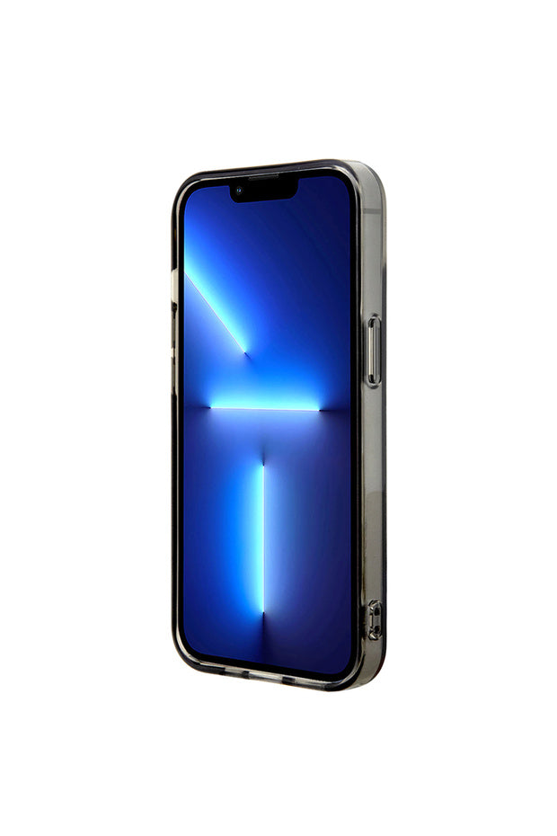 iPhone 14 Uyumlu Kılıf Orjinal Lisanslı Yarı Transparan M Dizayn Çizgili Kapak Siyah