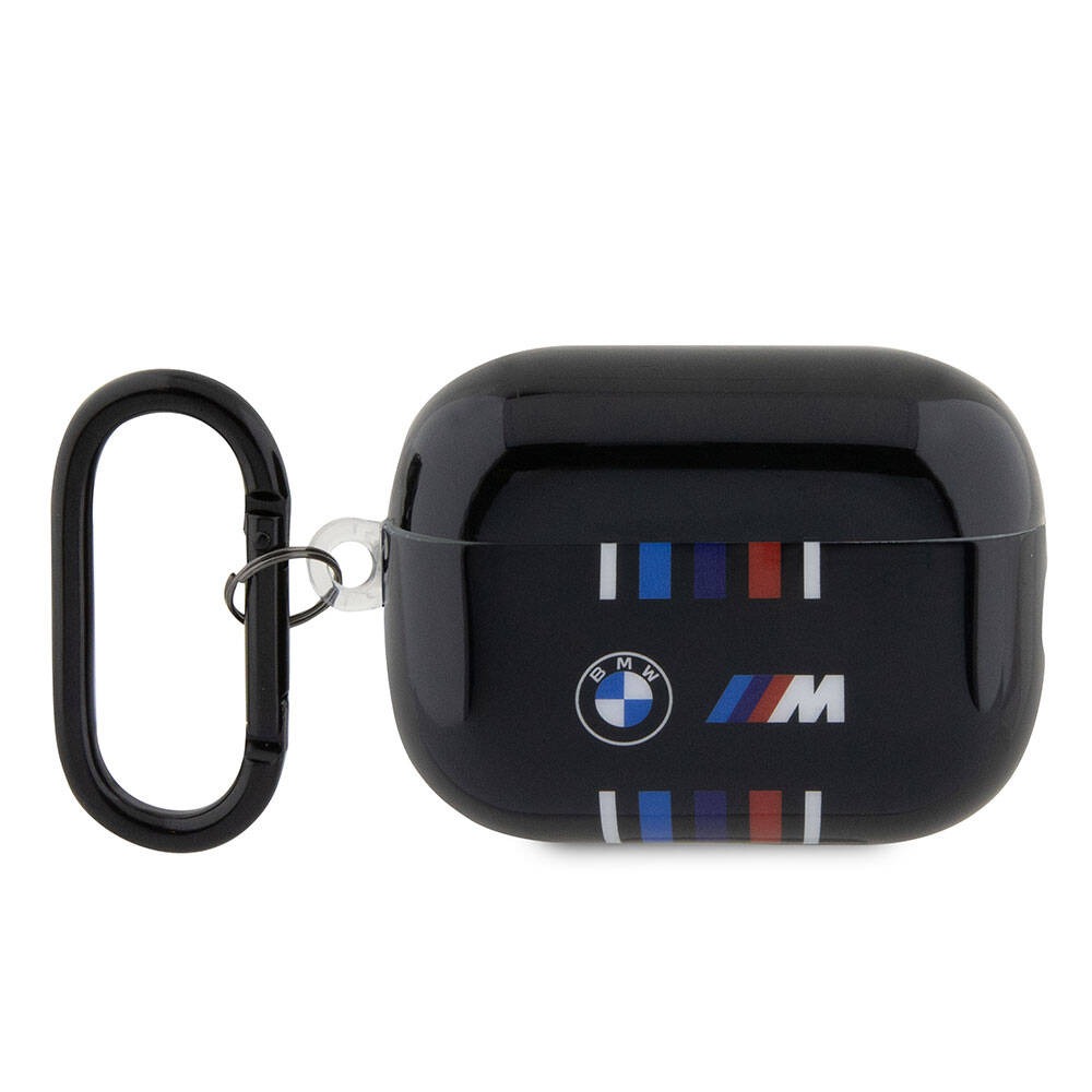 BMW AirPods Pro 2 Kılıfı - Siyah TPU, Çok Renkli Çizgili, Orijinal Lisanslı