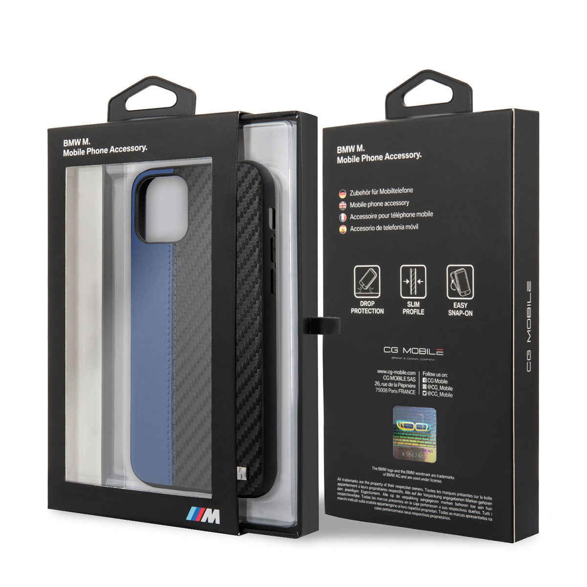 iPhone 11 Uyumlu Kılıf Bmw Lisanslı Pu Deri Karbon Çizgili Tasarım