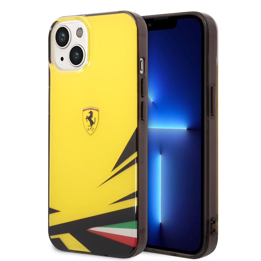 iPhone 14 Kılıf Ferrari Lisanslı Baskı Logolu İtalyan Bayrak Baskılı Dizayn