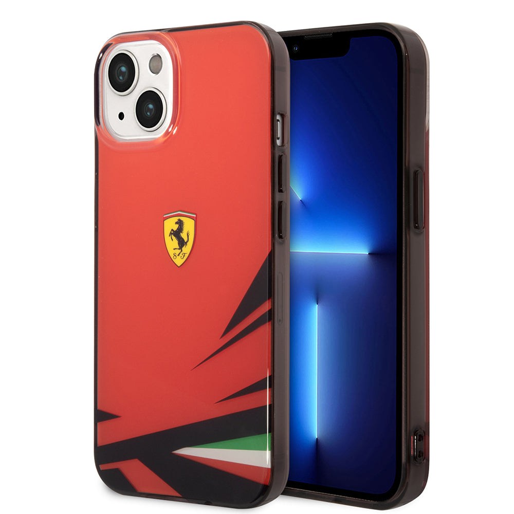 iPhone 14 Kılıf Ferrari Lisanslı Baskı Logolu İtalyan Bayrak Baskılı Dizayn