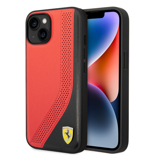Ferrari iPhone 14 Kılıfı - Kırmızı Siyah Spor Tasarım