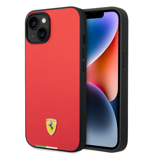iPhone 14 Kılıf Ferrari Lisanslı PU Deri İtalyan Bayrak Dizayn