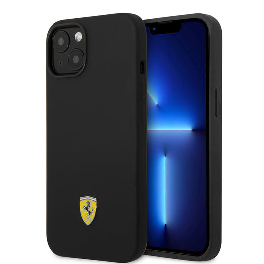 iPhone 14 Kılıf Ferrari Lisanslı Silikon Metal Logo Dizayn