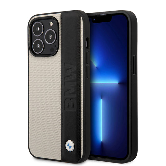 iPhone 14 Pro Uyumlu Kılıf Bmw Lisanslı Deri Dokulu Çizgili Tasarım