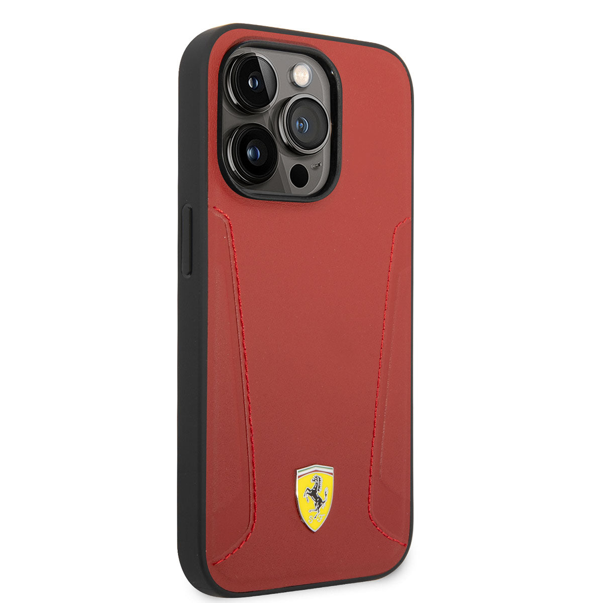 iPhone 14 Pro Kılıf Ferrari Magsafe Şarj Özellikli Deri Kenarları Damgalı Tasarım