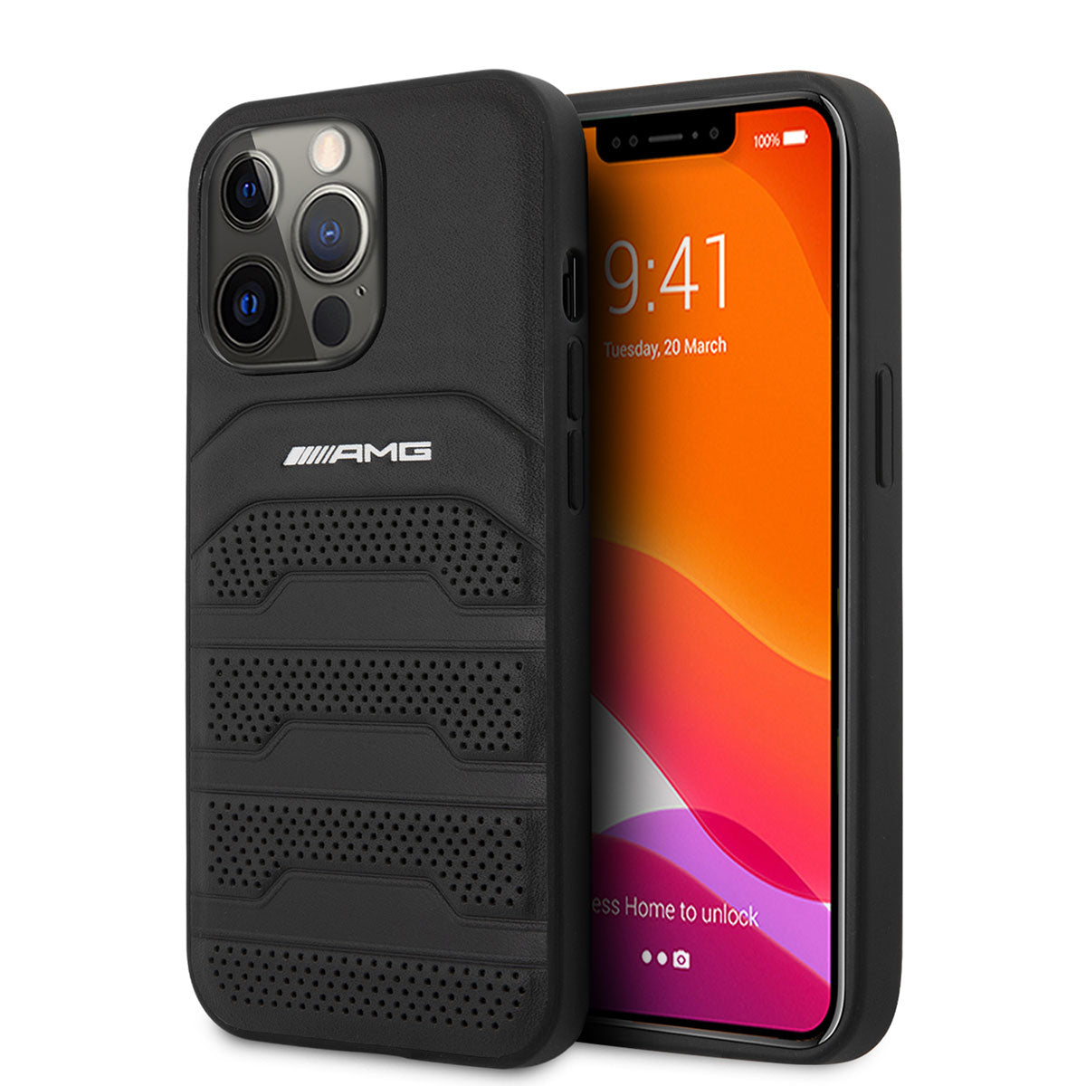 iPhone 14 Pro Max Uyumlu Kılıf Lisanslı Leather Deri Çizgili Kabartmalı Tasarım