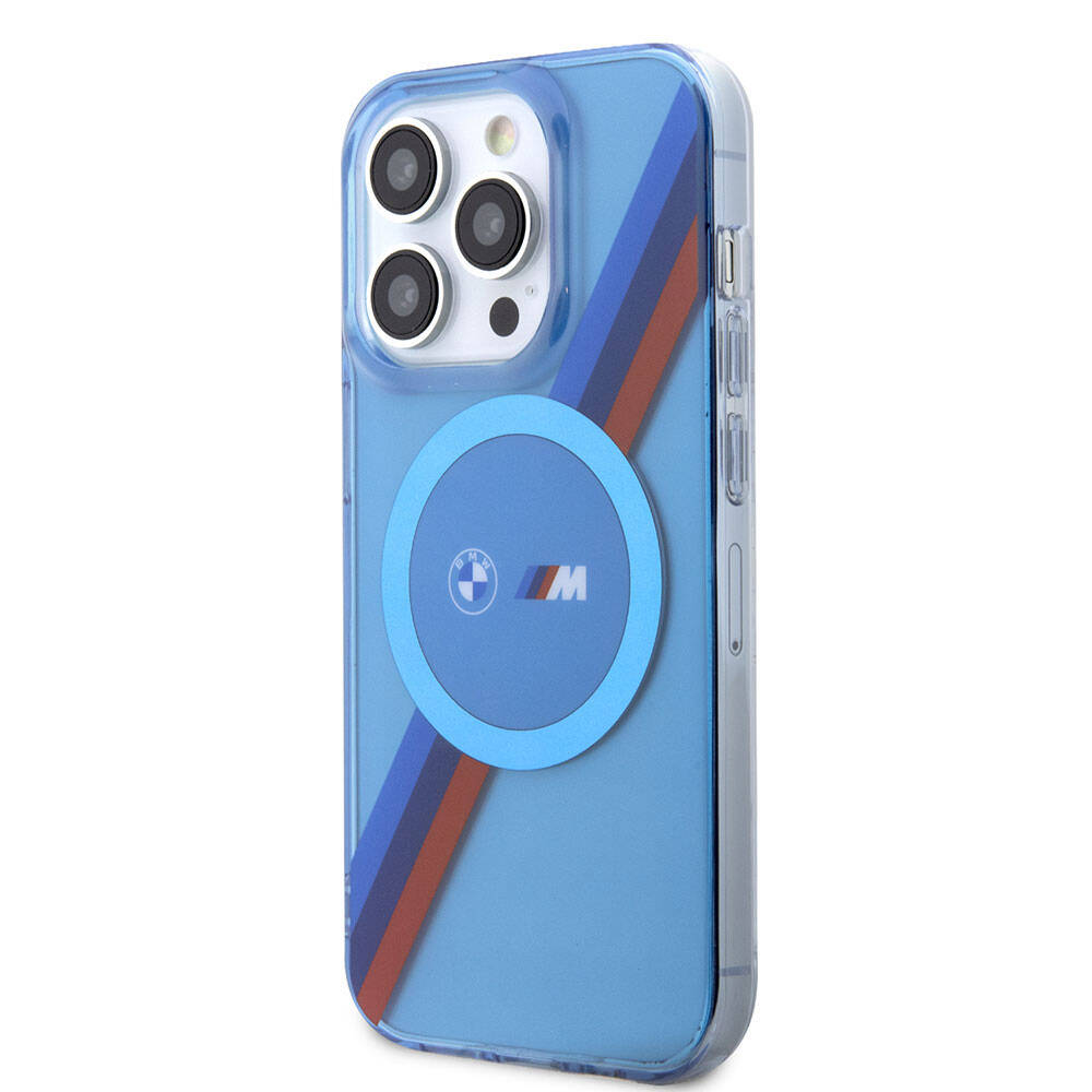 iPhone 14 Pro Max Uyumlu Kılıf Bmw Lisanslı Magsafe Kablosuz Şarj Özellikli Transparan Tricolor Stripes