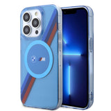 iPhone 14 Pro Max Uyumlu Kılıf Bmw Lisanslı Magsafe Kablosuz Şarj Özellikli Transparan Tricolor Stripes