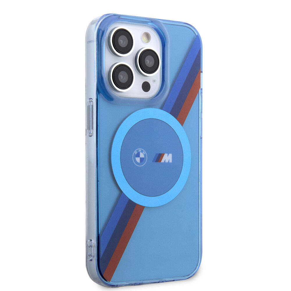 iPhone 14 Pro Max Uyumlu Kılıf Bmw Lisanslı Magsafe Kablosuz Şarj Özellikli Transparan Tricolor Stripes