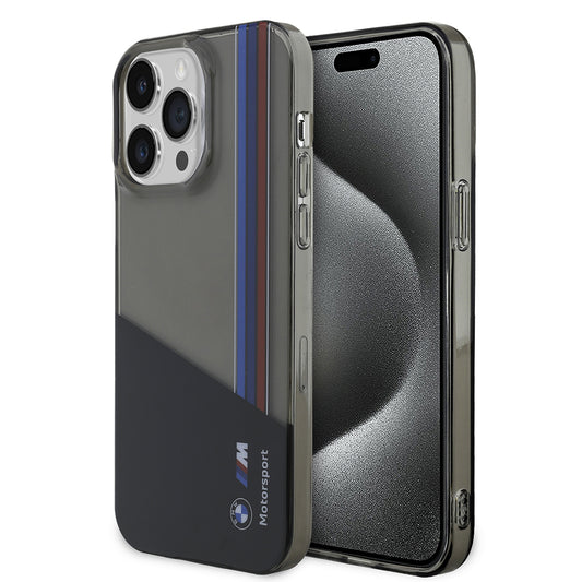 Apple iPhone 14 Pro Max Kılıf BMW Orjinal Lisanslı Yarı Transparan M Dizayn Çizgili Kapak