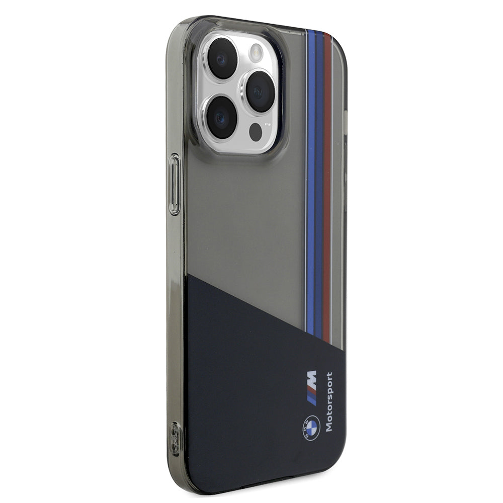 Apple iPhone 14 Pro Max Kılıf BMW Orjinal Lisanslı Yarı Transparan M Dizayn Çizgili Kapak