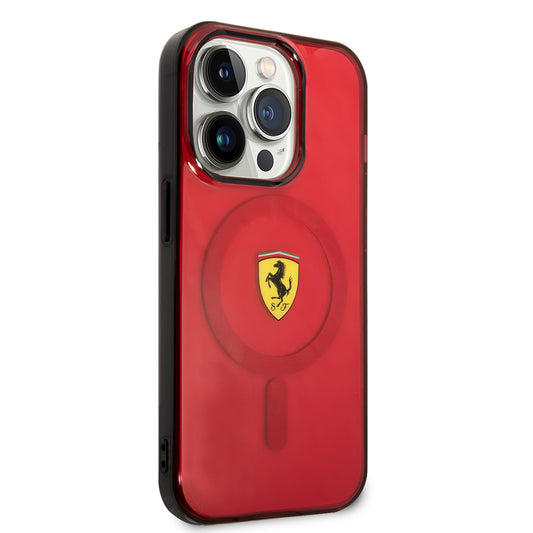 iPhone 14 Pro Max Kılıf Ferrari M-safe Şarj Özellikli Yarı Transparan Dizayn