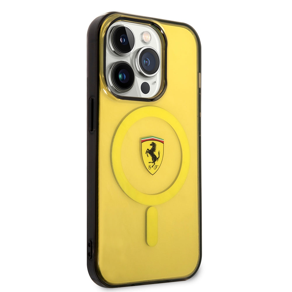 iPhone 14 Pro Max Kılıf Ferrari M-safe Şarj Özellikli Yarı Transparan Dizayn