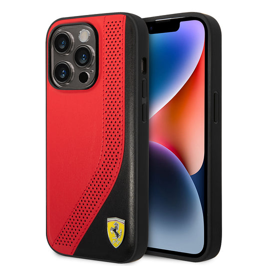 Ferrari iPhone 14 Pro Max Kılıfı - Kırmızı Siyah Spor Tasarım