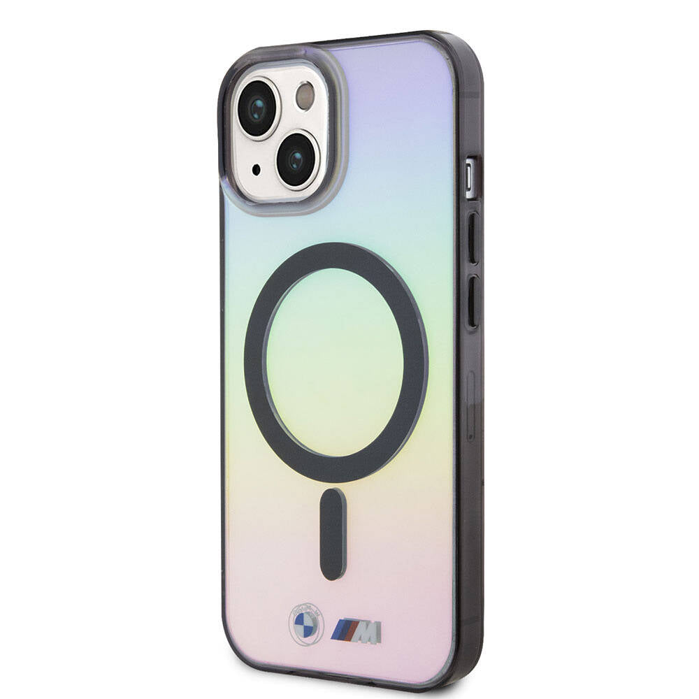 iPhone 15 Uyumlu Kılıf Bmw Lisanslı Magsafe Kablosuz Şarj Özellikli Transparan Renk Geçişli Iridescent