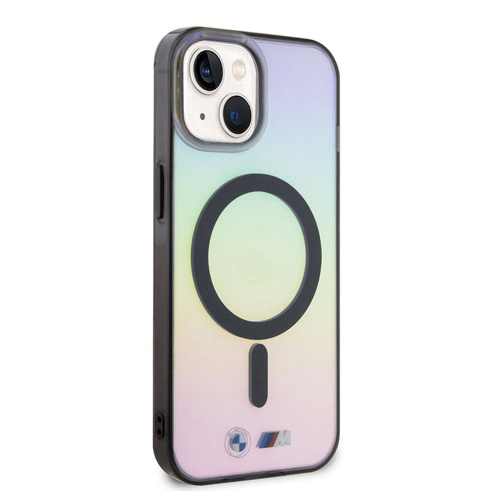 iPhone 15 Uyumlu Kılıf Bmw Lisanslı Magsafe Kablosuz Şarj Özellikli Transparan Renk Geçişli Iridescent