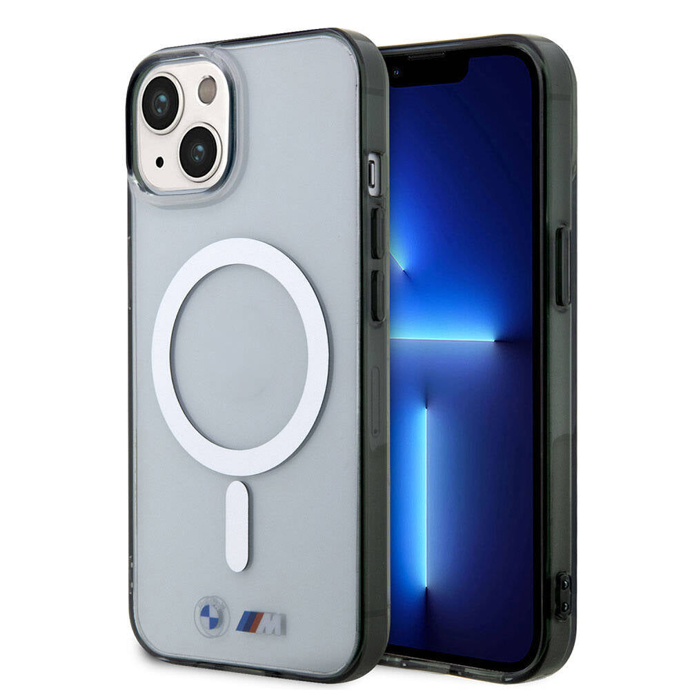 iPhone 15 Uyumlu Kılıf Bmw Lisanslı Magsafe Kablosuz Şarj Özellikli Transparan Silver Ring