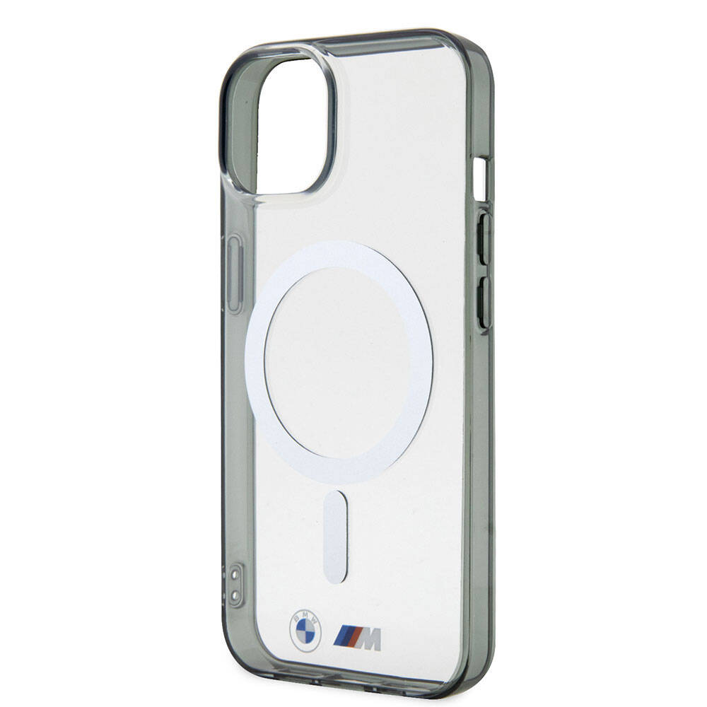 iPhone 15 Uyumlu Kılıf Bmw Lisanslı Magsafe Kablosuz Şarj Özellikli Transparan Silver Ring