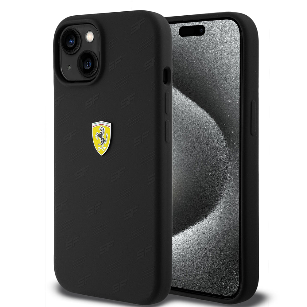iPhone 15 Kılıf Ferrari Lisanslı Metal Logolu SF Yazılı