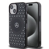 iPhone 15 Uyumlu Kılıf Mercedes Benz Lisanslı Magsafe Kablosuz Şarj Özellikli Çift Katmanlı Mini Yıldız Desenli