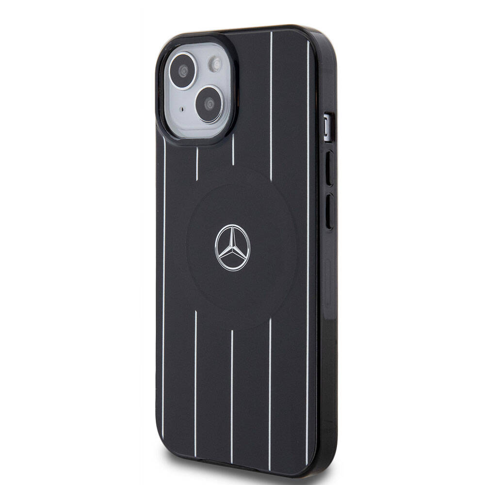 iPhone 15 Uyumlu Kılıf Mercedes Benz Lisanslı Magsafe Kablosuz Şarj Özellikli Paralel Çizgi Desenli
