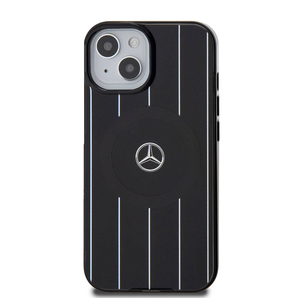 iPhone 15 Uyumlu Kılıf Mercedes Benz Lisanslı Magsafe Kablosuz Şarj Özellikli Paralel Çizgi Desenli