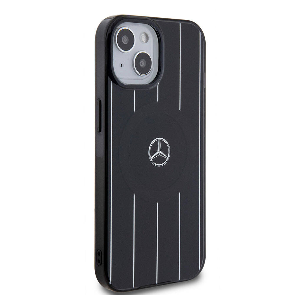 iPhone 15 Uyumlu Kılıf Mercedes Benz Lisanslı Magsafe Kablosuz Şarj Özellikli Paralel Çizgi Desenli