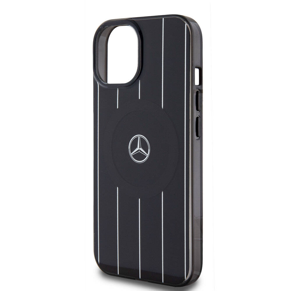 iPhone 15 Uyumlu Kılıf Mercedes Benz Lisanslı Magsafe Kablosuz Şarj Özellikli Paralel Çizgi Desenli