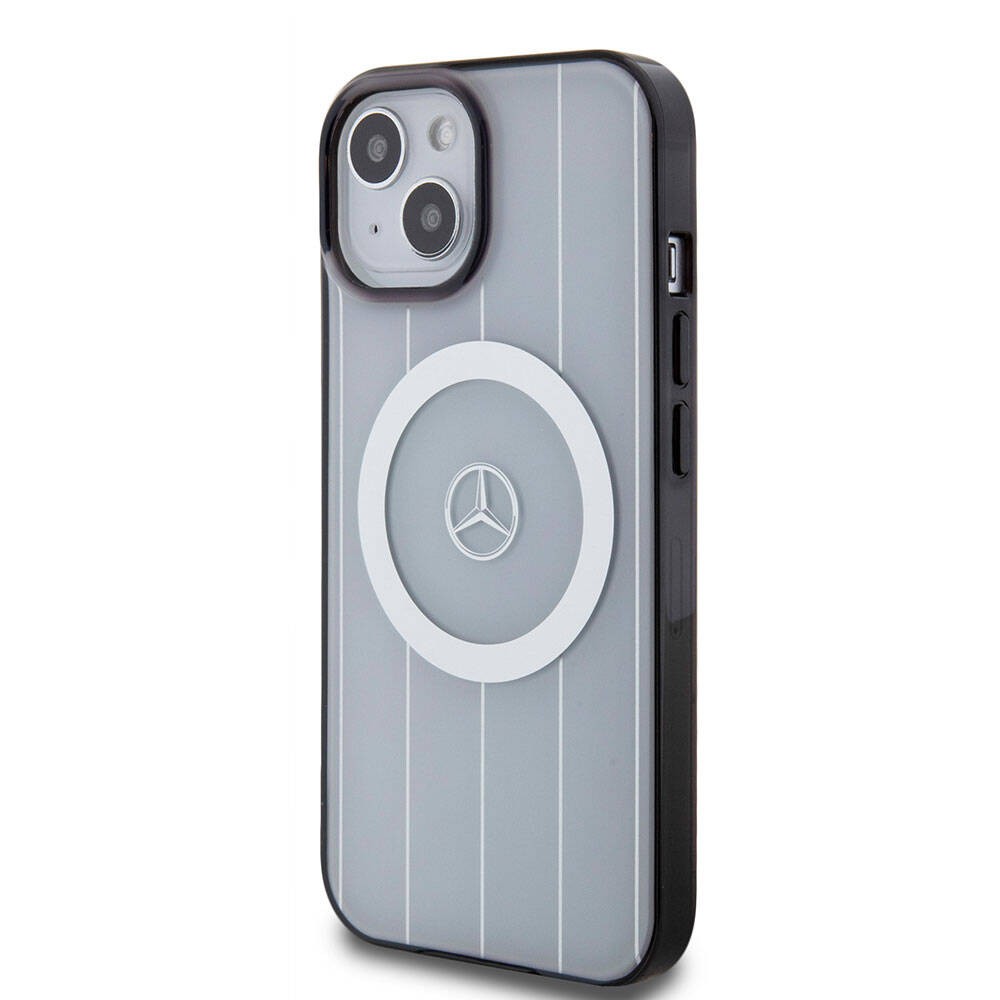 iPhone 15 Uyumlu Kılıf Mercedes Benz Lisanslı Magsafe Kablosuz Şarj Özellikli Paralel Çizgi Desenli
