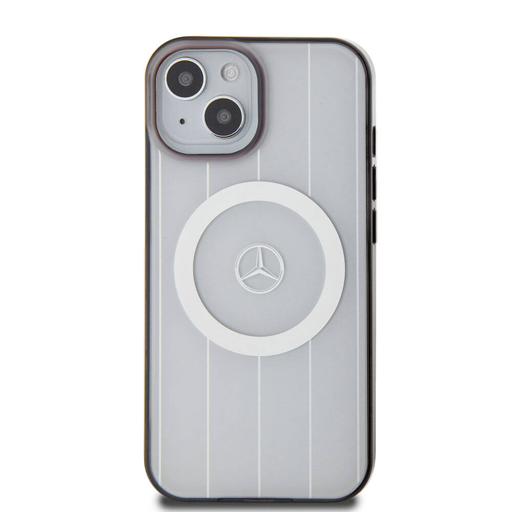 iPhone 15 Uyumlu Kılıf Mercedes Benz Lisanslı Magsafe Kablosuz Şarj Özellikli Paralel Çizgi Desenli