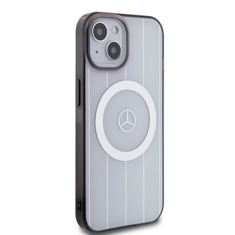 iPhone 15 Uyumlu Kılıf Mercedes Benz Lisanslı Magsafe Kablosuz Şarj Özellikli Paralel Çizgi Desenli
