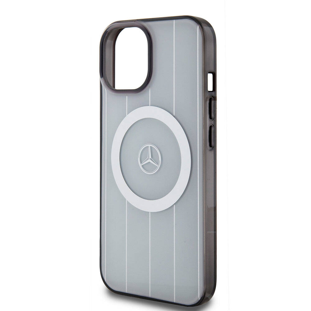 iPhone 15 Uyumlu Kılıf Mercedes Benz Lisanslı Magsafe Kablosuz Şarj Özellikli Paralel Çizgi Desenli