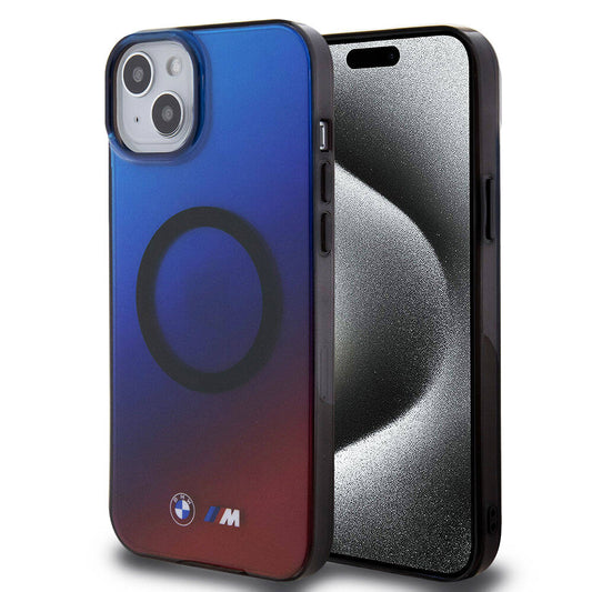 iPhone 15 Plus Uyumlu Kılıf Bmw Lisanslı Magsafe Kablosuz Şarj Özellikli Transparan Renk Geçişli