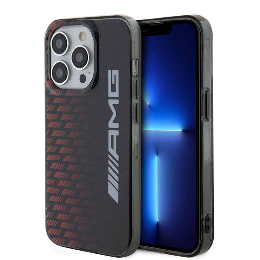 iPhone 15 Pro Kılıf AMG Lisanslı Çift Katmanlı Büyük Logolu Dörtgen Şerit Desenli