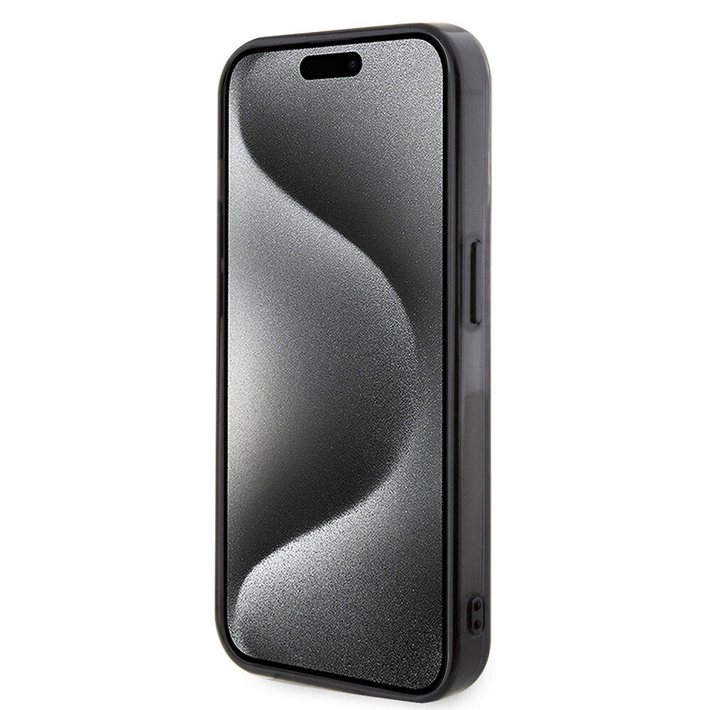 iPhone 15 Pro Uyumlu Kılıf AMG Lisanslı Çift Katmanlı Küçük Logolu Dörtgen Şerit Desenli