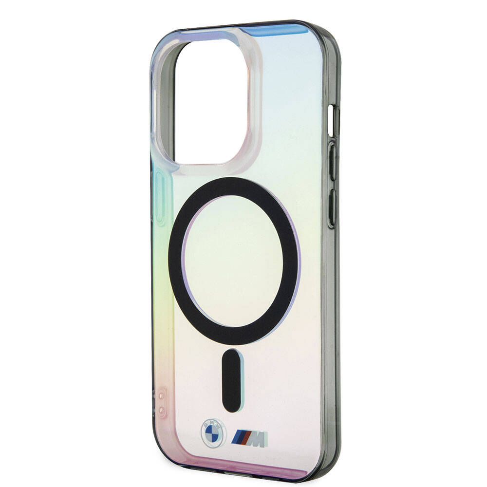 iPhone 15 Pro Uyumlu Kılıf Bmw Lisanslı Magsafe Kablosuz Şarj Özellikli Transparan Renk Geçişli Iridescent