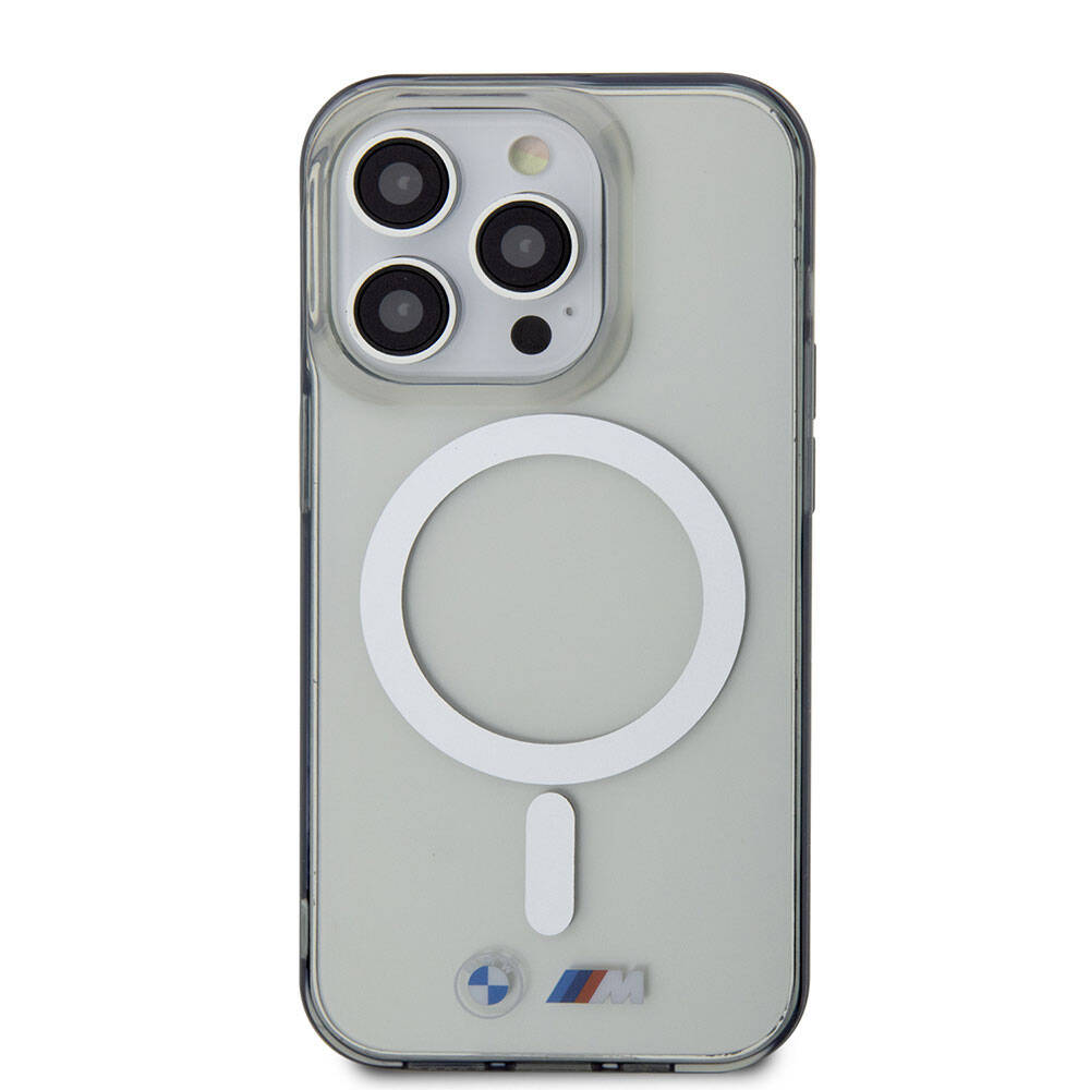 iPhone 15 Pro Uyumlu Kılıf Bmw Lisanslı Magsafe Kablosuz Şarj Özellikli Transparan Silver Ring