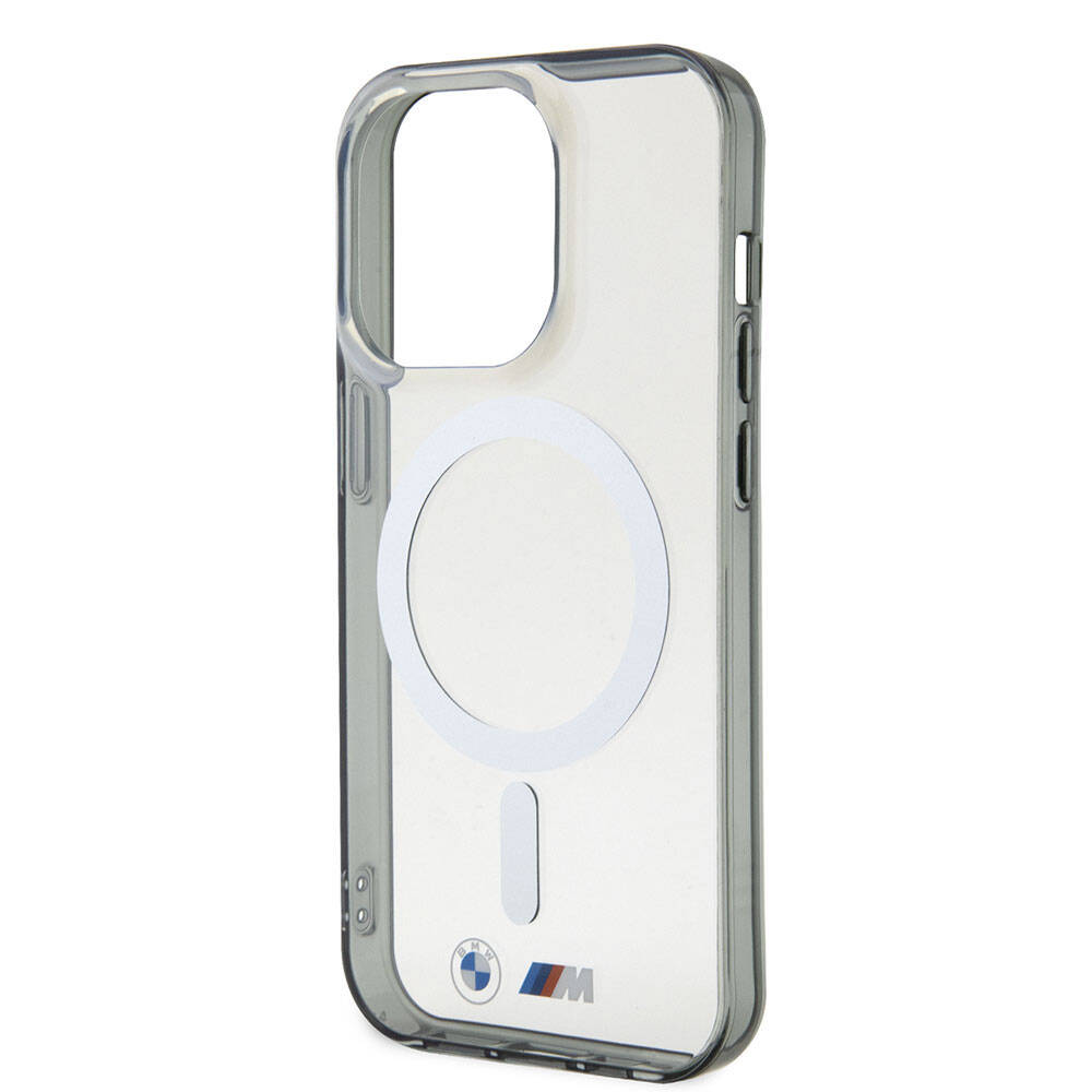 iPhone 15 Pro Uyumlu Kılıf Bmw Lisanslı Magsafe Kablosuz Şarj Özellikli Transparan Silver Ring