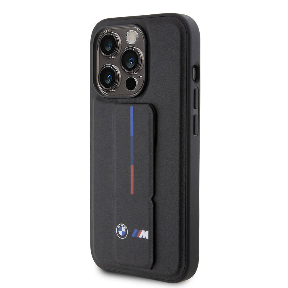iPhone 15 Pro Uyumlu Kılıf Bmw Lisanslı M Şerit ve Logolu Standlı