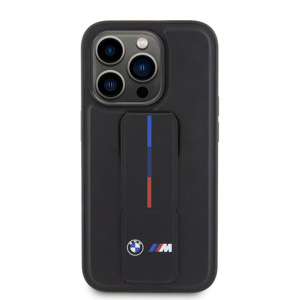 iPhone 15 Pro Uyumlu Kılıf Bmw Lisanslı M Şerit ve Logolu Standlı