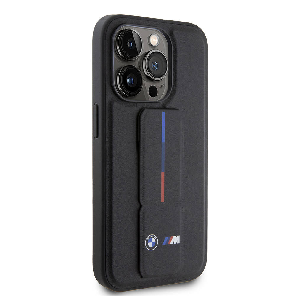iPhone 15 Pro Uyumlu Kılıf Bmw Lisanslı M Şerit ve Logolu Standlı