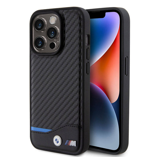 iPhone 15 Pro Uyumlu Kılıf Bmw Lisanslı Magsafe Kablosuz Şarj Özellikli M Logolu Pu Karbon