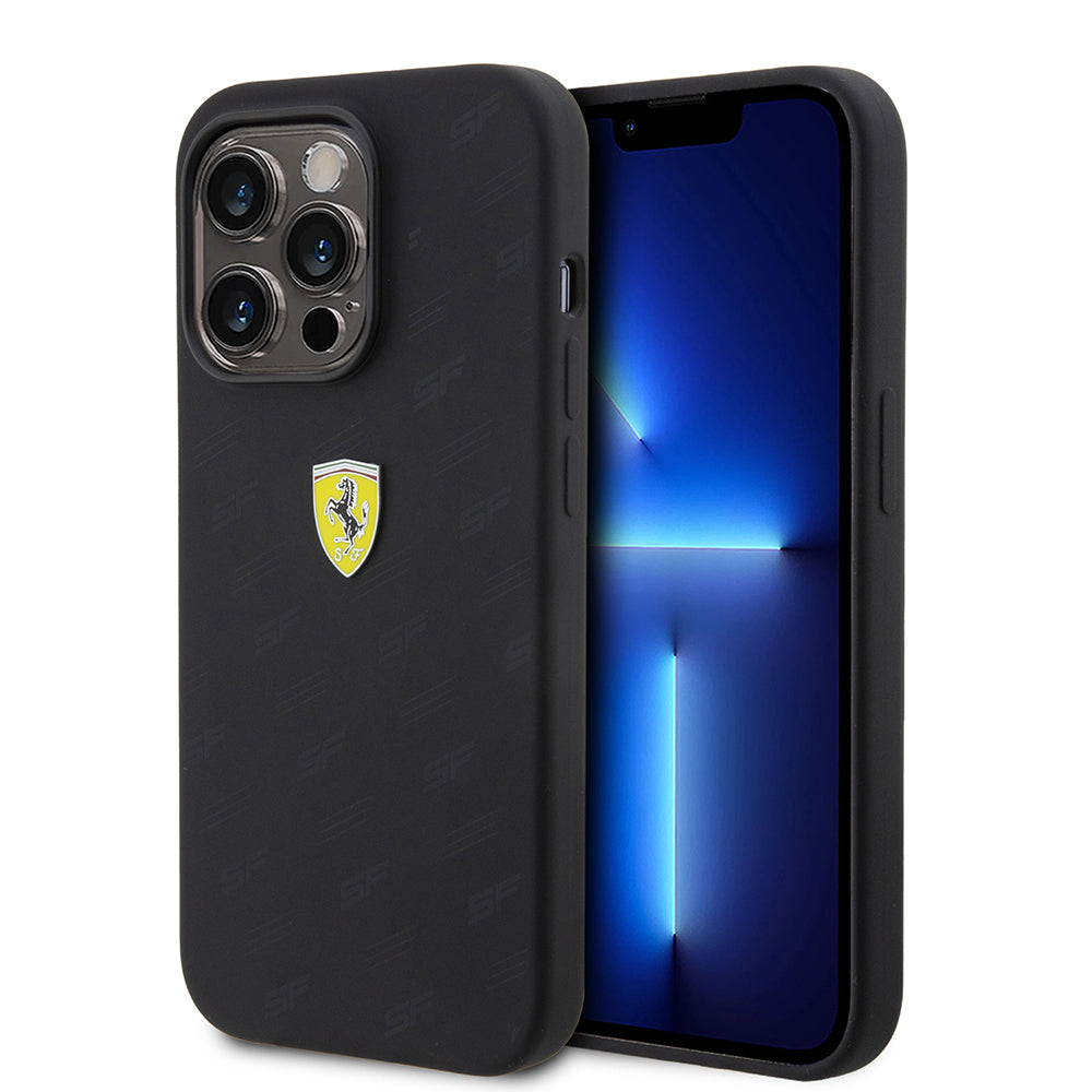 iPhone 15 Pro Kılıf Ferrari Lisanslı Metal Logolu SF Yazılı