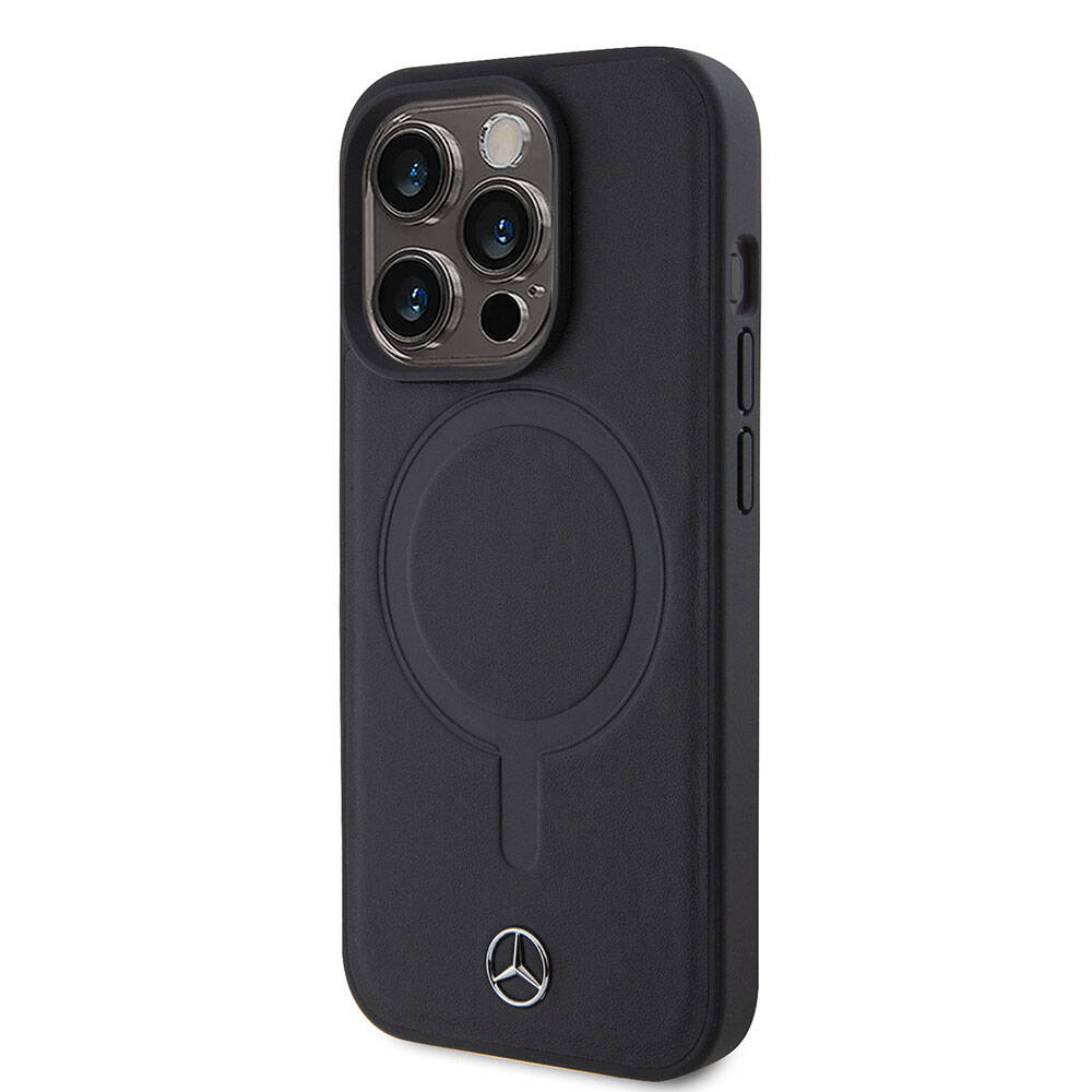 iPhone 15 Pro Uyumlu Kılıf Mercedes Benz Lisanslı Magsafe Kablosuz Şarj Özellikli Yumuşak Deri
