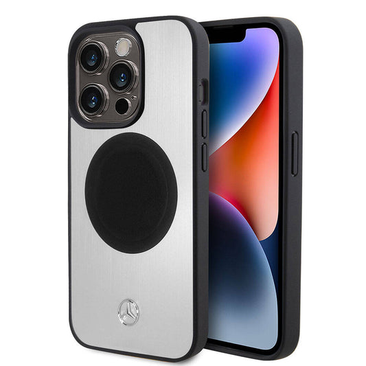 iPhone 15 Pro Uyumlu Kılıf Mercedes Benz Lisanslı Lisans Magsafe Kablosuz Şarj Özellikli Alüminyum Metal Yıldız Logolu