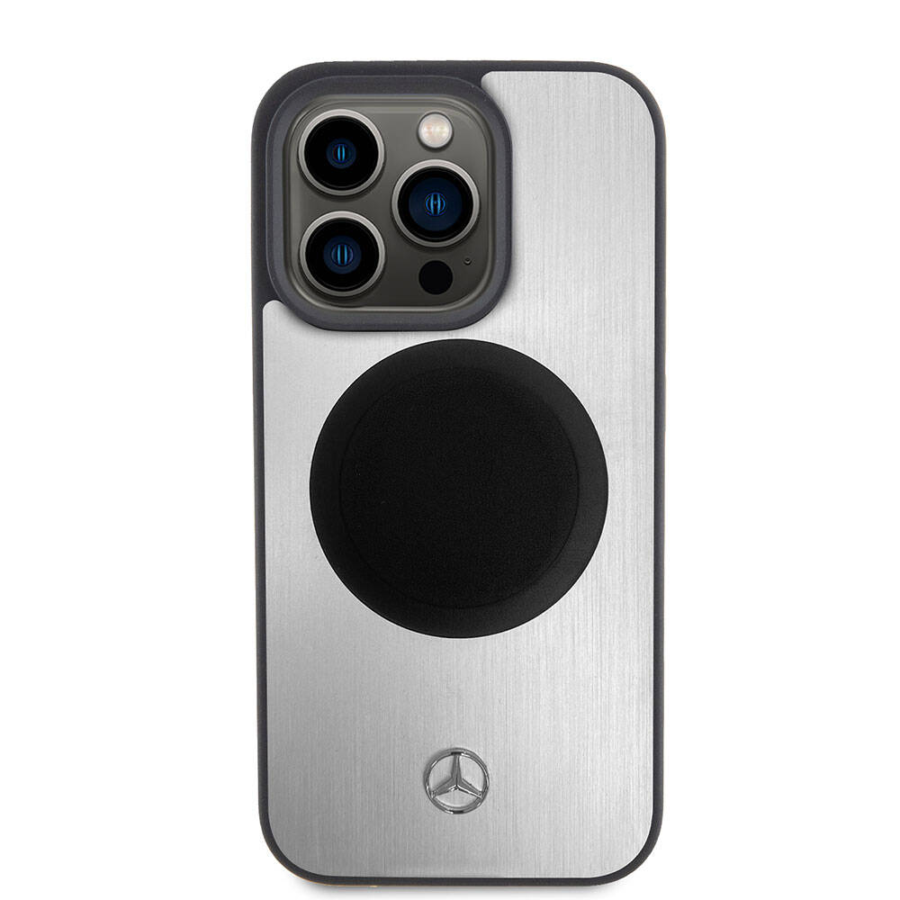 iPhone 15 Pro Uyumlu Kılıf Mercedes Benz Lisanslı Lisans Magsafe Kablosuz Şarj Özellikli Alüminyum Metal Yıldız Logolu