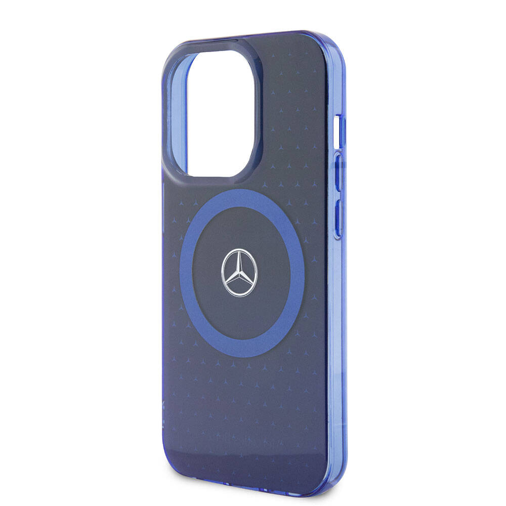 iPhone 15 Pro Uyumlu Kılıf Mercedes Benz Lisanslı Magsafe Kablosuz Şarj Özellikli Mavi Yıldız Desenli